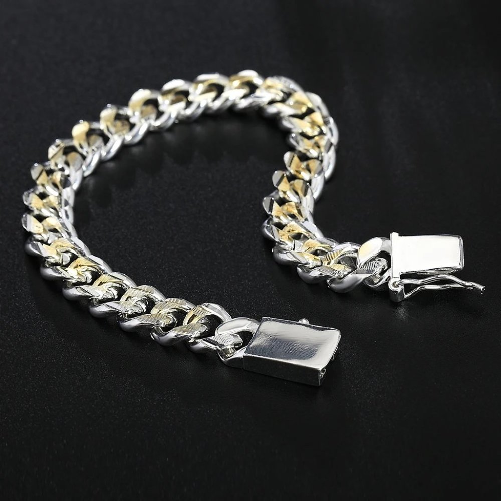 Stunning 8 Inch Miami Cuban Link 2 Tone Bracelet 10mm Wide - Picture 2 of 6